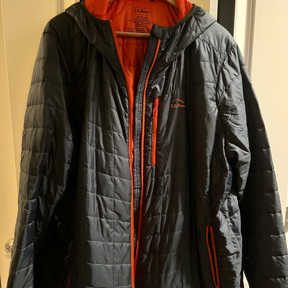 LL BEAN packable down jacket gray with orange women’s plus 3X